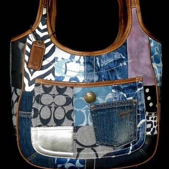 coach denim patchwork purse